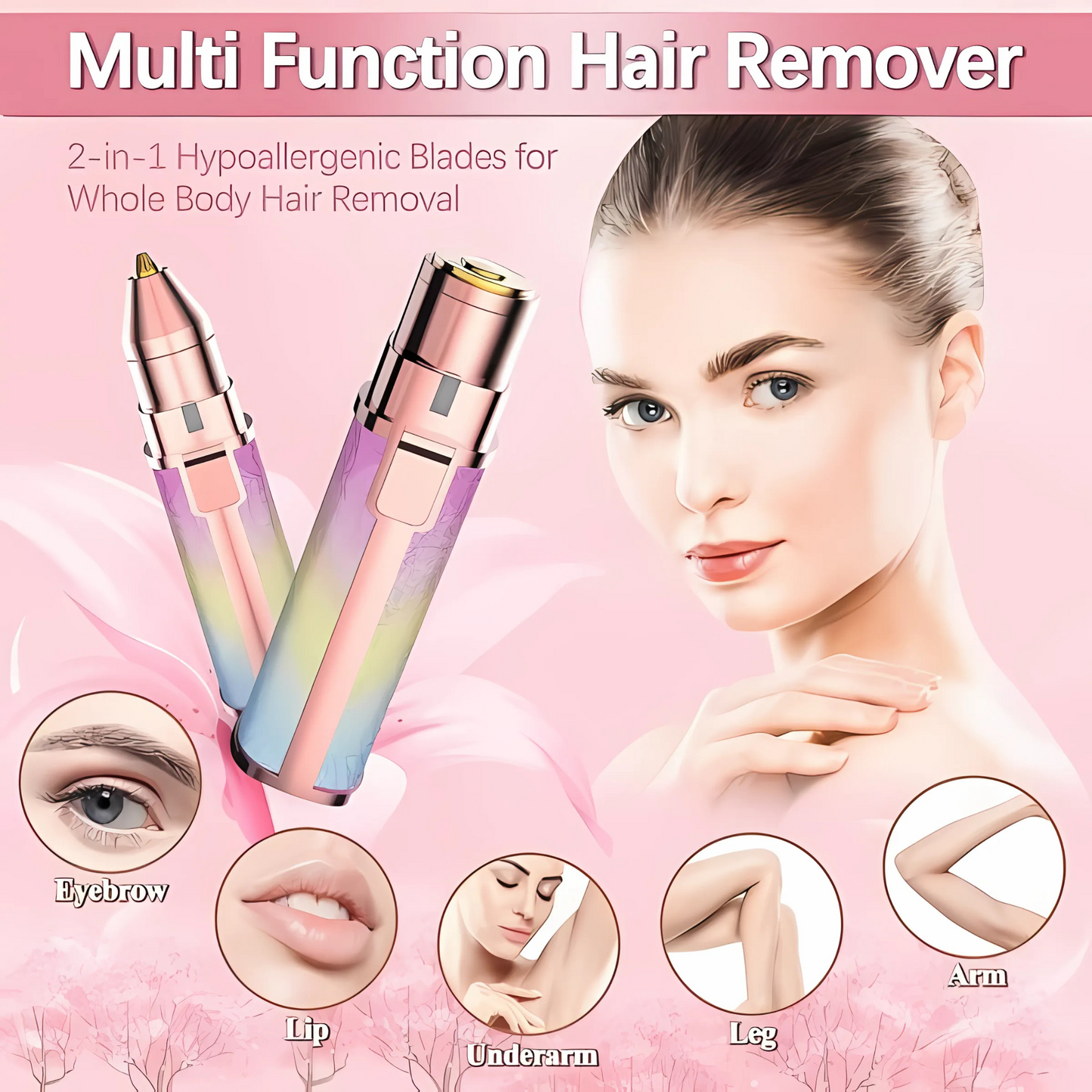 2 In 1 Electric Eyebrow Trimmer And Shaver, Flawless Hair Remover 2 In 1 Hair Remover Trimmer For Women, Flawless Facial Machine Razor, Painless Eyebrow Removal (rechargeable)
